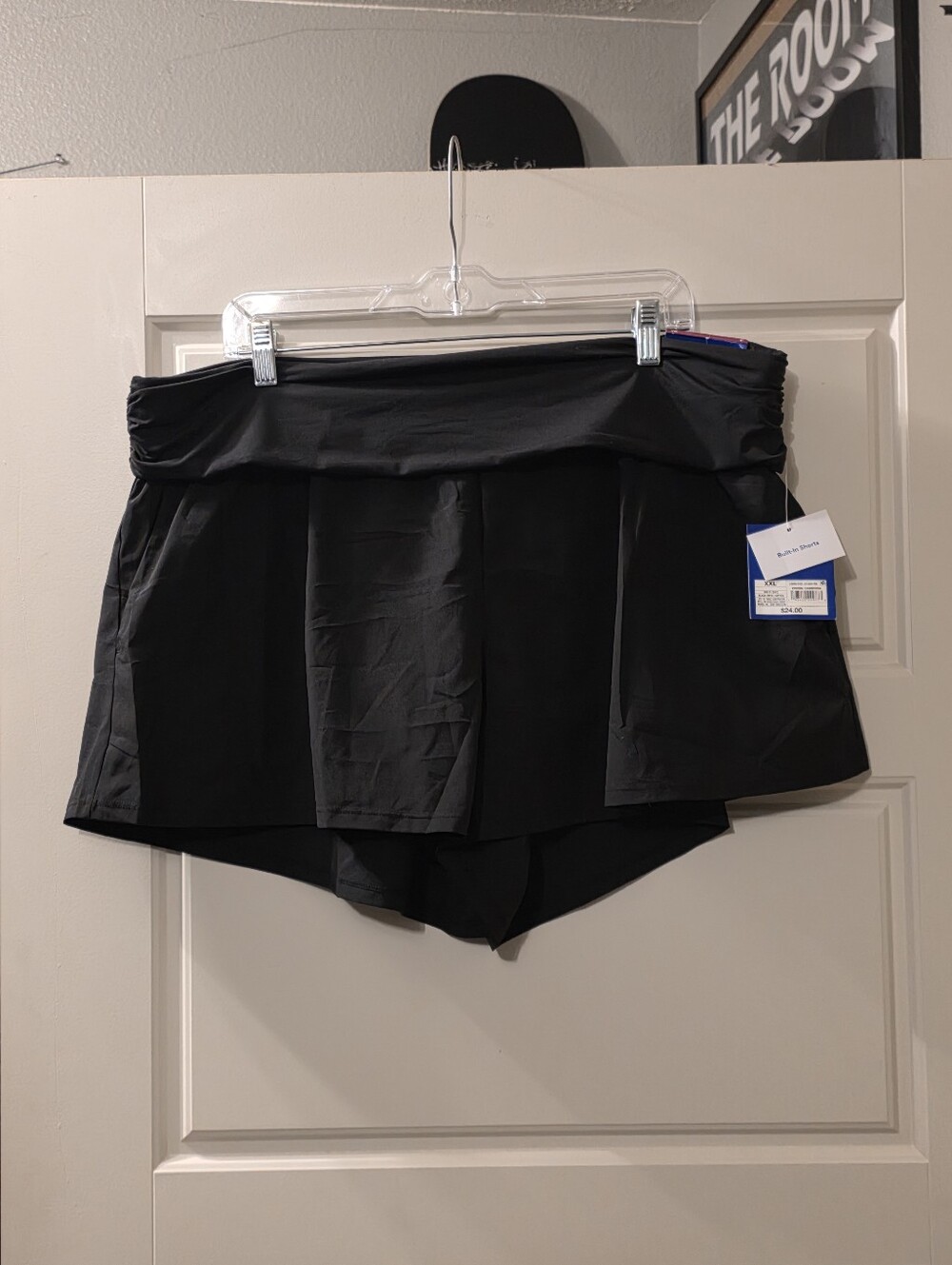 JoyLab Black Fold-Over Waist Mid-Rise Shorts With Built-In Shorts Size XXL
